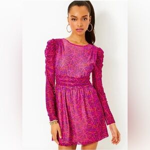 NWT: Lilly Pulitzer Preslie Long Sleeve Romper, Passion Fruit Pink, Size Small